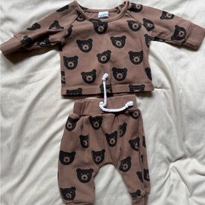 Little One Shop Brown Bear-Print Kids Lounge Set
